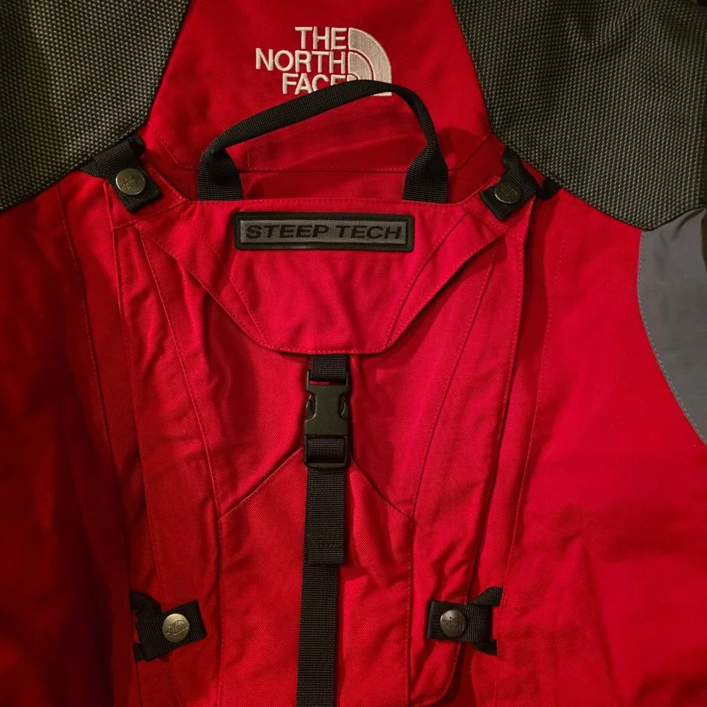 The North Face Steep Tech Jacket Red Grey‎ Technical Ski Coat Mens Medium NWT